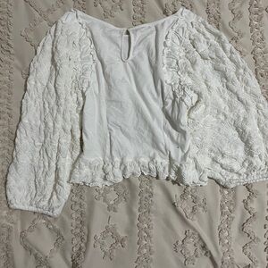 Free People White Textured Blouse